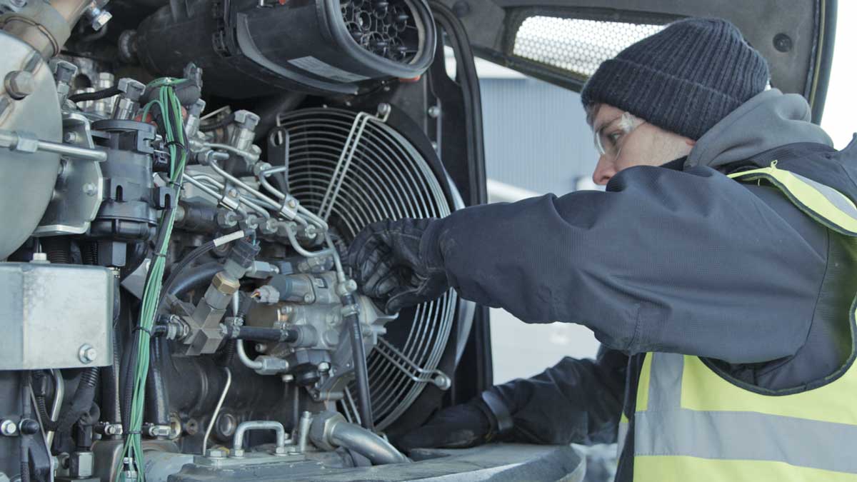 Perkins engine being worked on
