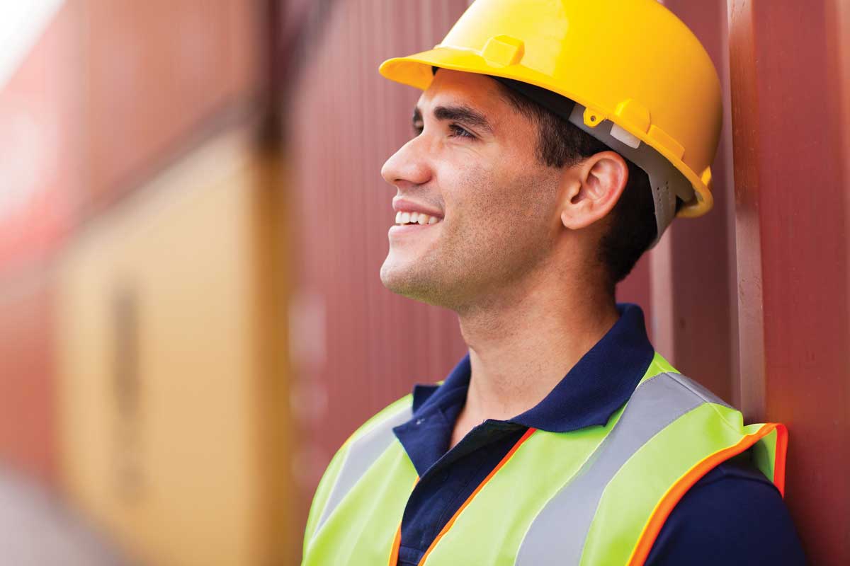 construction worker smiling