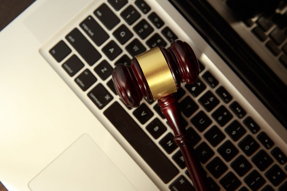 auction gavel and computer