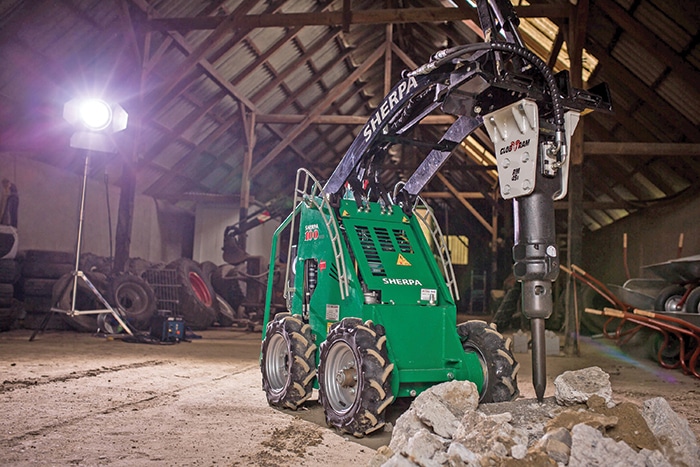 Unlike Sherpa’s conventional gas and diesel models, the 100 ECO is battery-powered with sufficient storage to stay charged for up to nine hours.