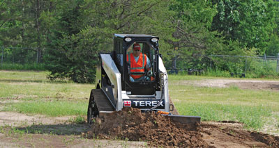 Angled grader blades are popular for doing leveling for concrete or asphalt or just general site prep work like this.